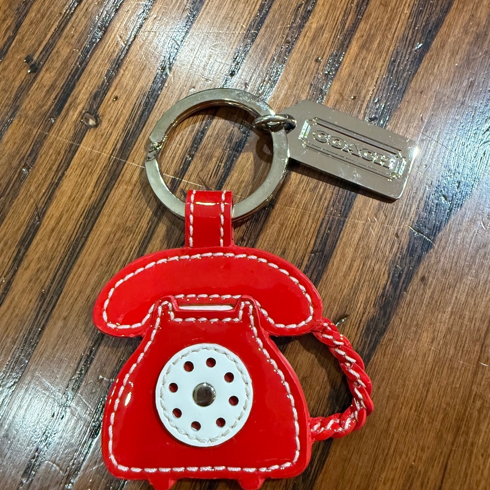Coach Red Leather Telephone Key Fob